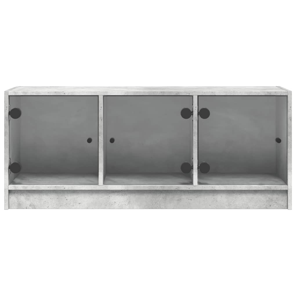 TV-Möbel Betonggrå TV-Bänk med glasdörrar 102x37x42 cm