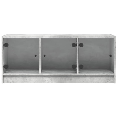 TV-Möbel Betonggrå TV-Bänk med glasdörrar 102x37x42 cm