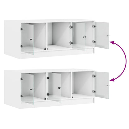 Soffbord Vit med glasdörrar 102x50x42 cm