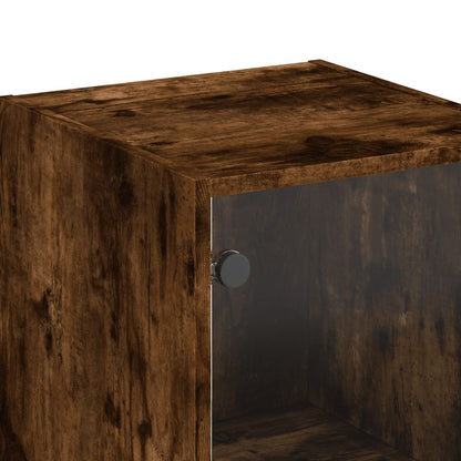 Skåp Rökfärgad Ek med glasdörrar 35x37x142 cm