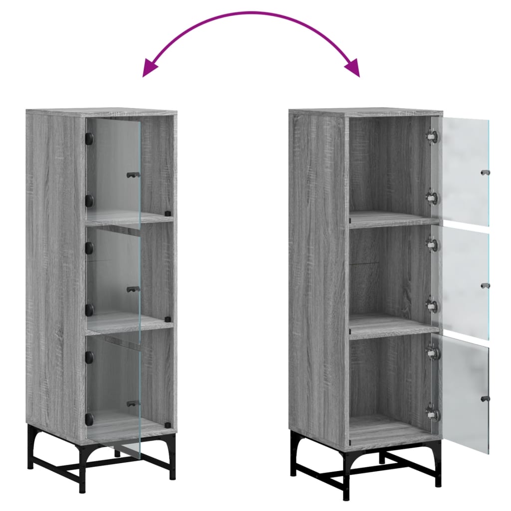 Skåp Sonoma Grå med glasdörrar 35x37x120 cm