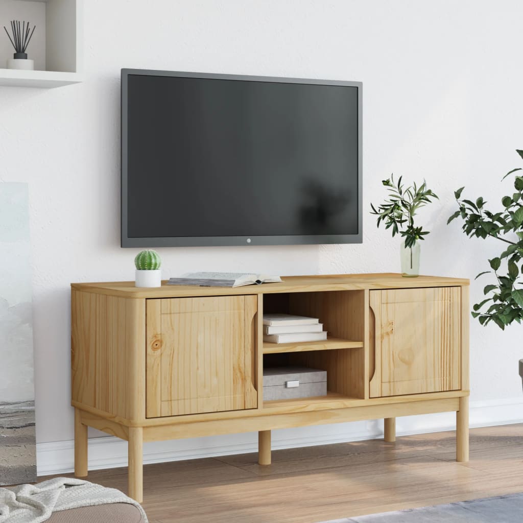 TV-Möbel Brun TV-Bänk FLORO vaxbrun 114x43x55 cm massiv furu