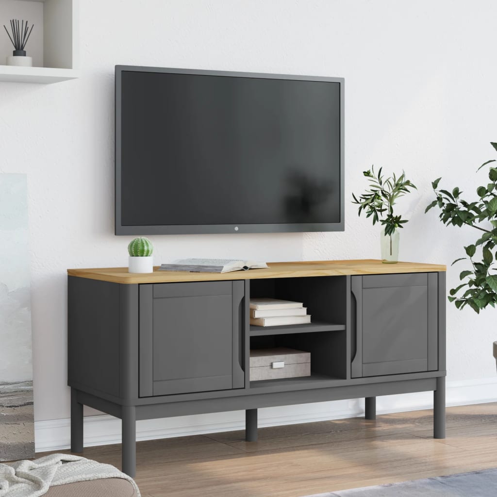TV-Möbel Grå TV-Bänk FLORO 114x43x55 cm massiv furu