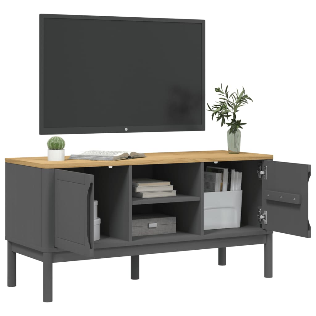 TV-Möbel Grå TV-Bänk FLORO 114x43x55 cm massiv furu