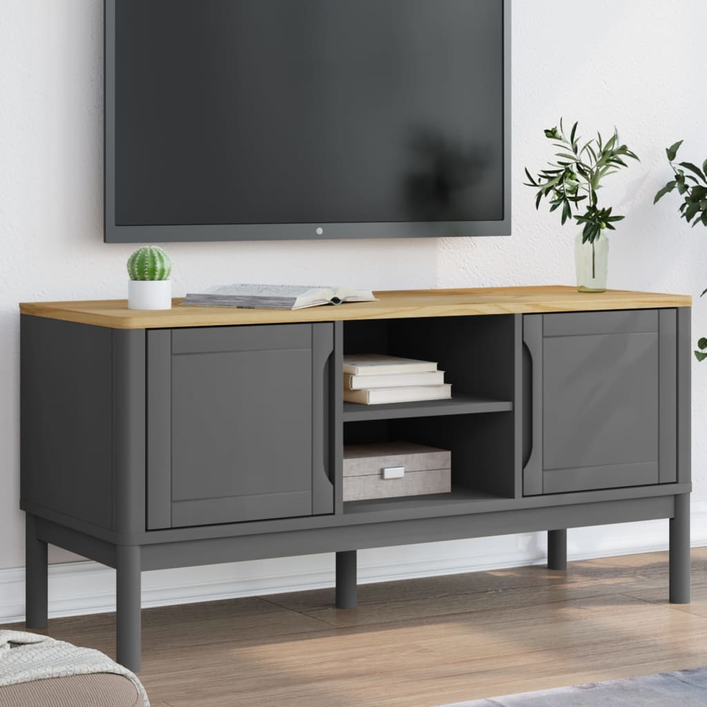 TV-Möbel Grå TV-Bänk FLORO 114x43x55 cm massiv furu