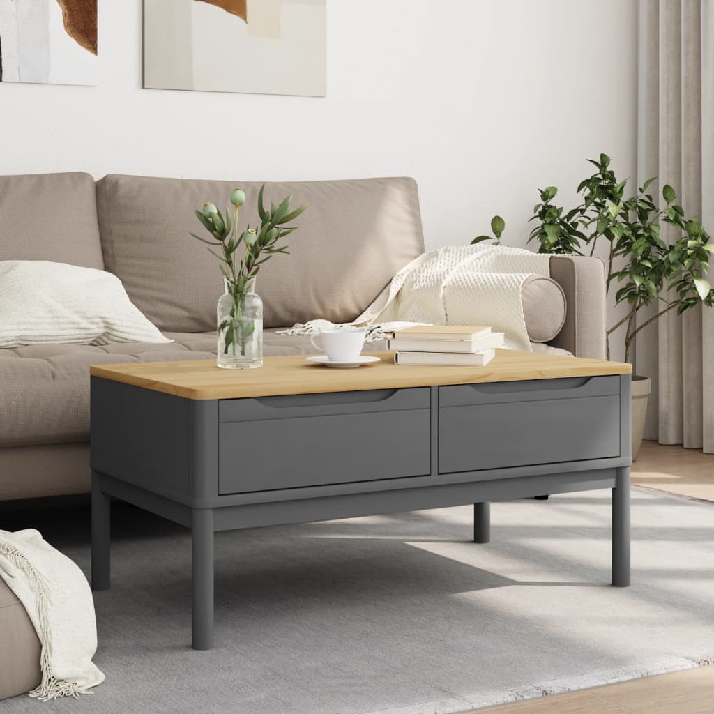Soffbord Grå FLORO 99x55,5x45 cm massiv furu