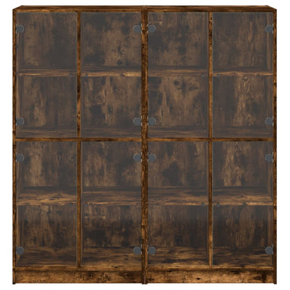 Bokhylla Rökfärgad Ek med dörrar 136x37x142 cm