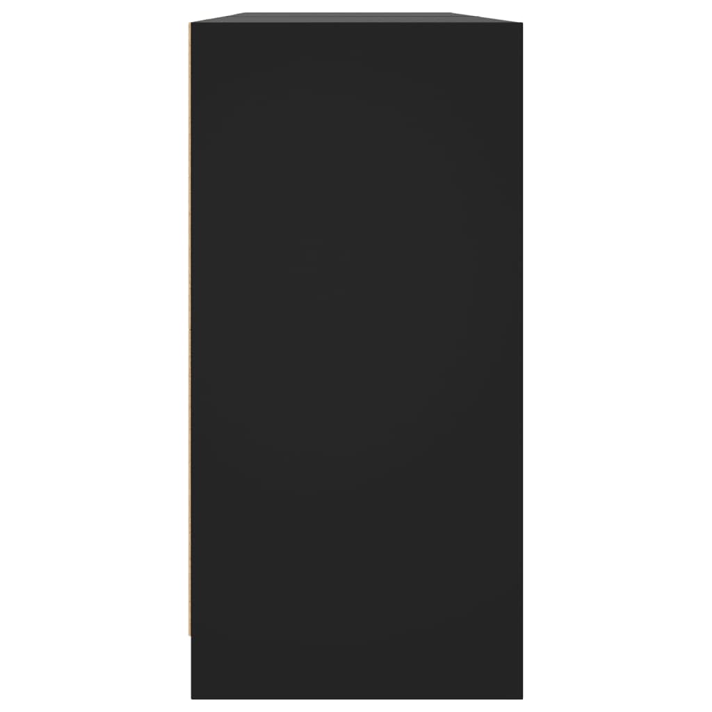 Bokhylla Svart med dörrar 204x37x75 cm
