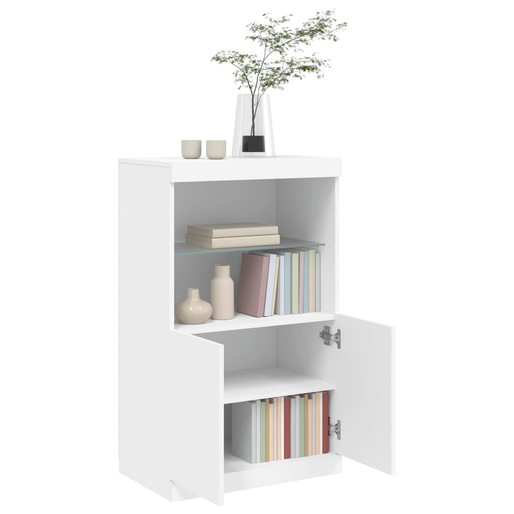 Skänk Vit LED-belysning 60,5x37x100 cm