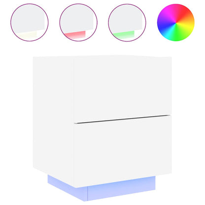 Sängbord Nattduksbord Vit LED