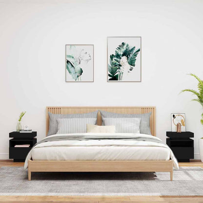 Sängbord med LED-belysning 2 st svart 40x39x48,5 cm