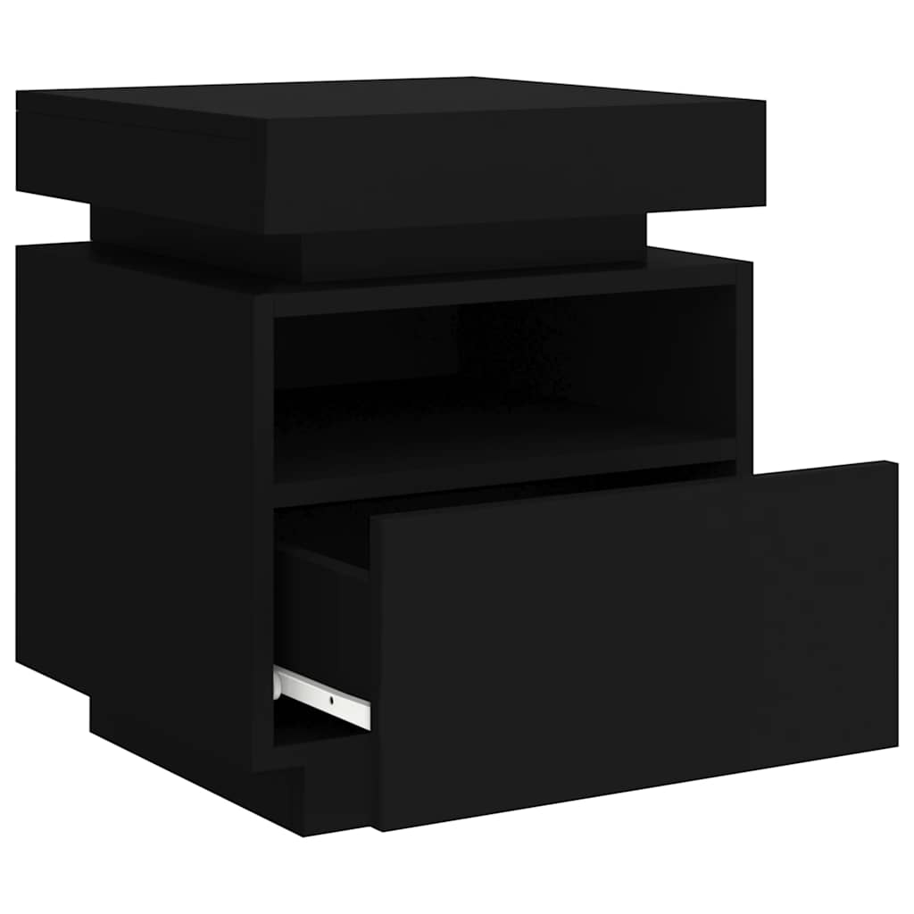 Sängbord med LED-belysning 2 st svart 40x39x48,5 cm