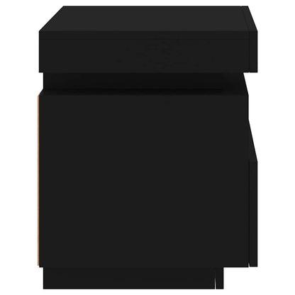 Sängbord med LED-belysning 2 st svart 40x39x48,5 cm