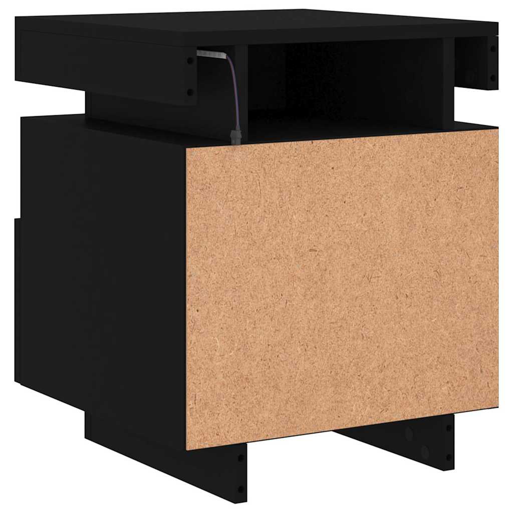 Sängbord med LED-belysning 2 st svart 40x39x48,5 cm