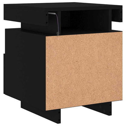 Sängbord med LED-belysning 2 st svart 40x39x48,5 cm