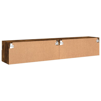 Väggmonterad tv-bänk 2 st rökfärgad ek 80x30x30 cm