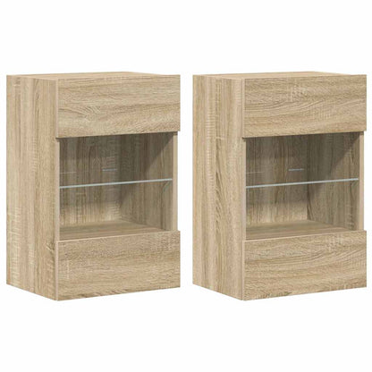 Nástenné skrinky s LED osvetlením pre TV 2 st sonoma-ek 40x30x60,5 cm