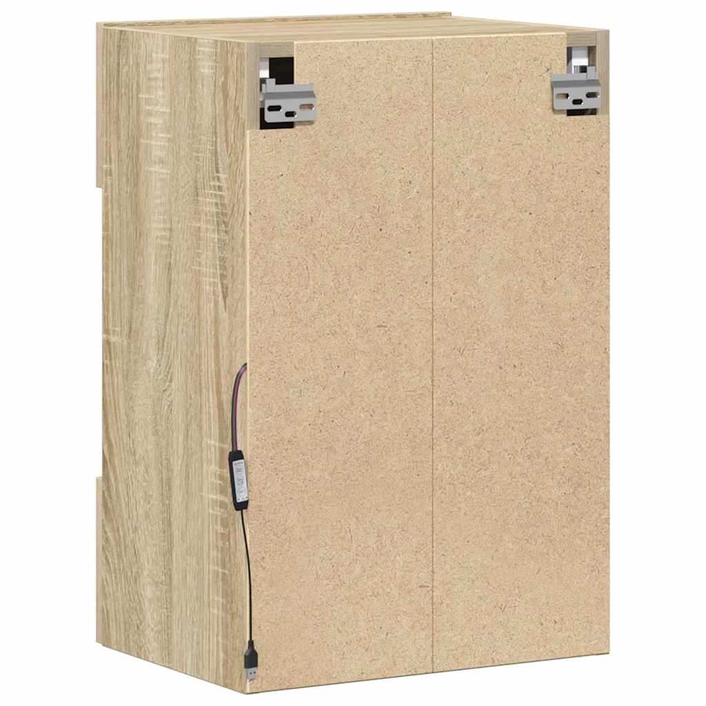 Nástenné skrinky s LED osvetlením pre TV 2 st sonoma-ek 40x30x60,5 cm