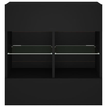 Väggmonterad tv-bänk LED svart 58,5x30x60,5 cm