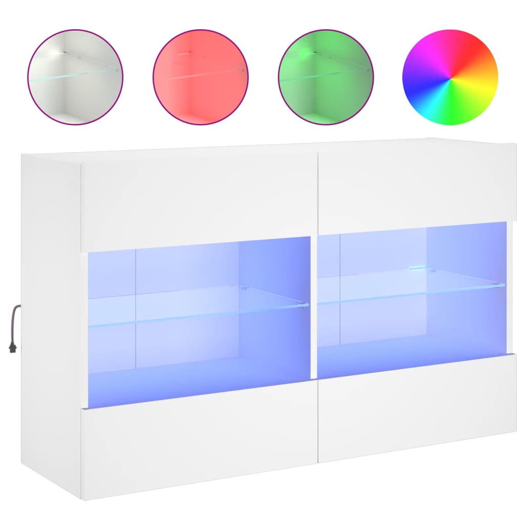TV-Möbel Vit Väggmonterad TV-Bänk LED 98,5x30x60,5 cm