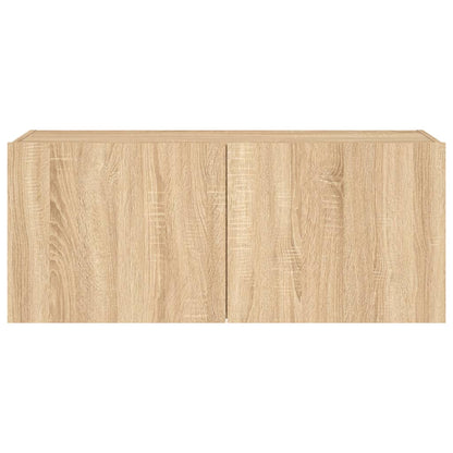 TV-Möbel Sonoma Ek Väggmonterad TV-Bänk LED 100x35x41 cm