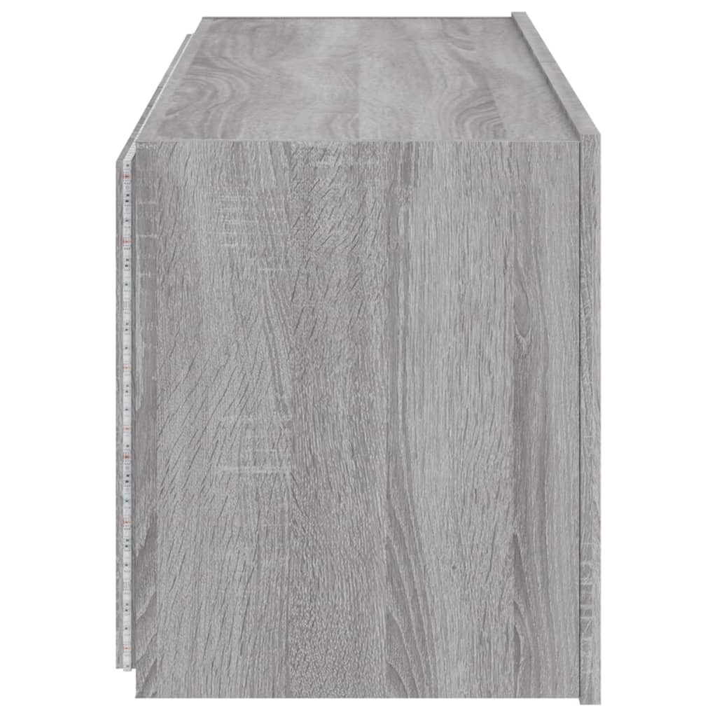 TV-Möbel Sonoma Grå Väggmonterad TV-Bänk LED 100x35x41 cm