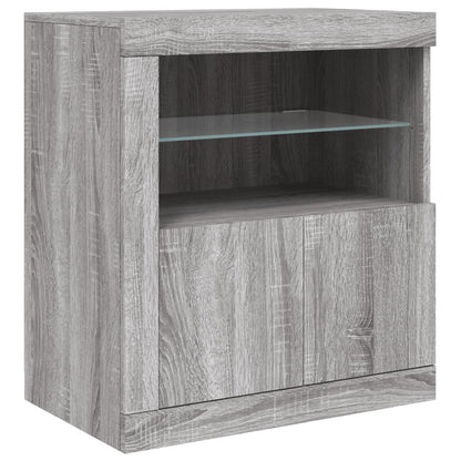 Skänk med LED-belysning grå sonoma 181,5x37x67 cm