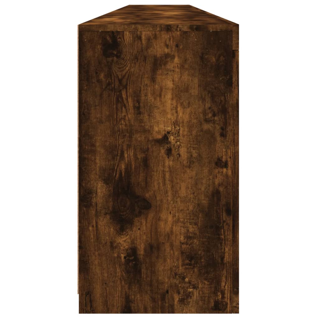 Skänk med LED-belysning rökfärgad ek 283x37x67 cm