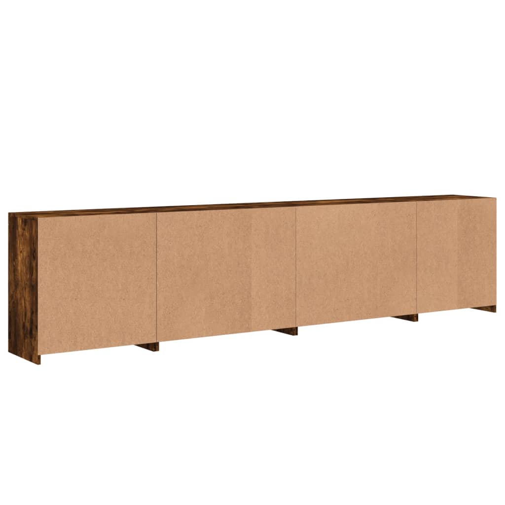 Skänk med LED-belysning rökfärgad ek 283x37x67 cm
