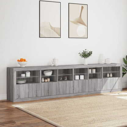 Skänk med LED-belysning grå sonoma 283x37x67 cm