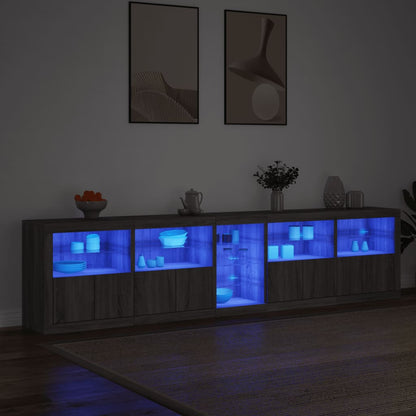 Skänk med LED-belysning grå sonoma 283x37x67 cm