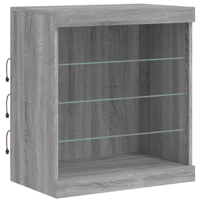 Skänk med LED-belysning grå sonoma 181,5x37x67 cm