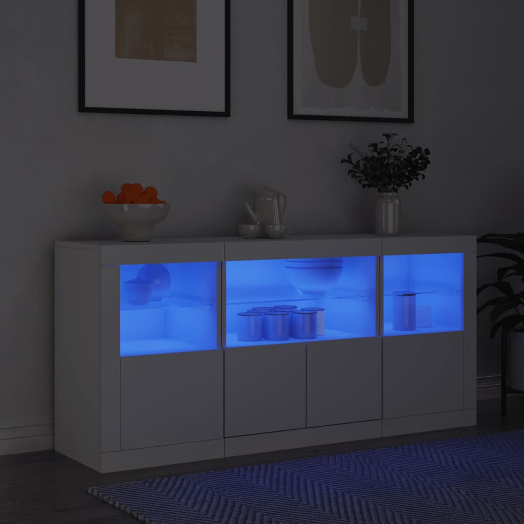 Skänk Vit LED-belysning 142,5x37x67 cm