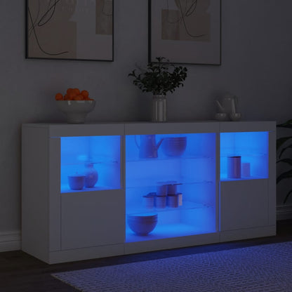 Skänk Vit LED-belysning 142,5x37x67 cm