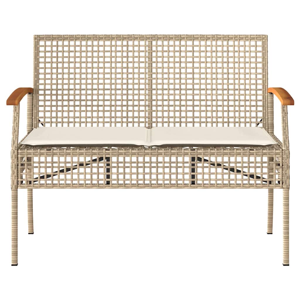Trädgårdssoffa med dyna beige konstrotting akaciaträ