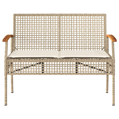 Trädgårdssoffa med dyna beige konstrotting akaciaträ