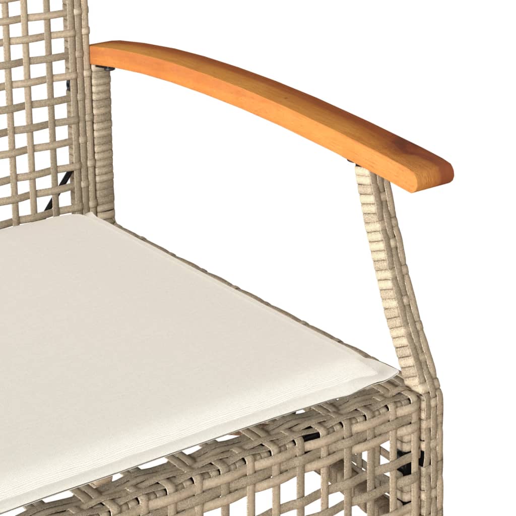Trädgårdssoffa med dyna beige konstrotting akaciaträ