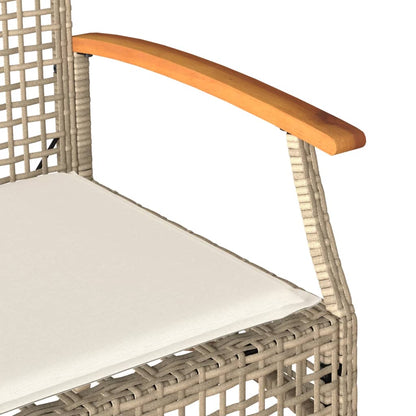 Trädgårdssoffa med dyna beige konstrotting akaciaträ
