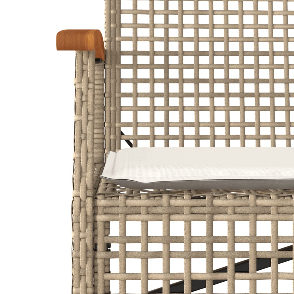 Trädgårdssoffa med dyna beige konstrotting akaciaträ