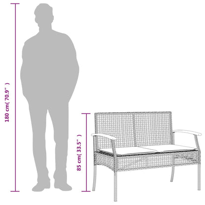 Trädgårdssoffa med dyna beige konstrotting akaciaträ
