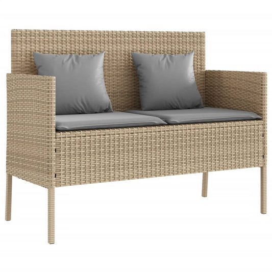 Trädgårdssoffa med kuddar beige konstrotting