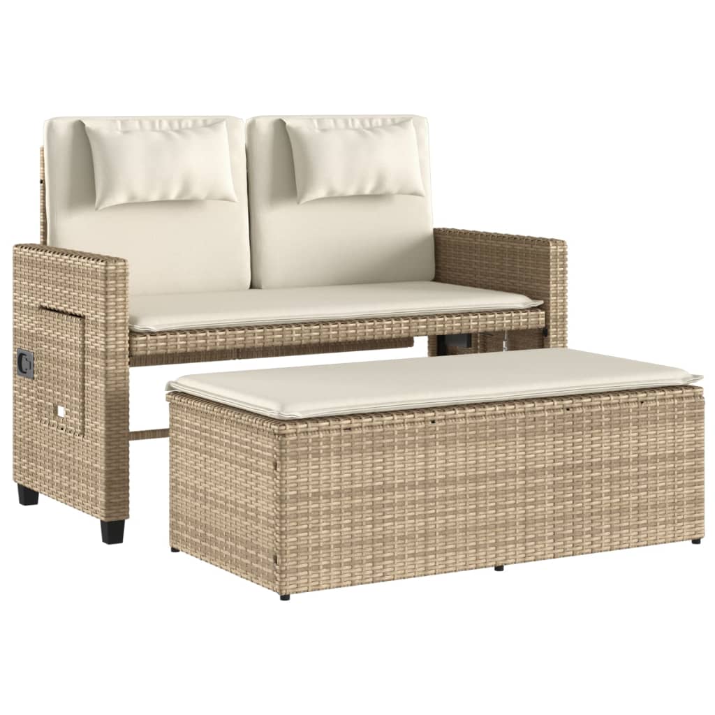 Trädgårdssoffa med dynor beige konstrotting