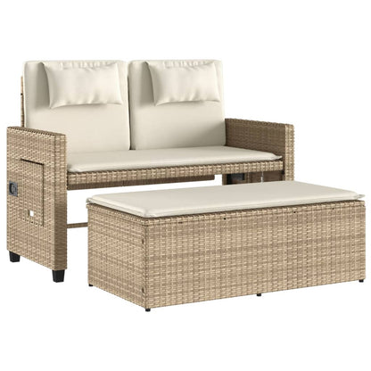Trädgårdssoffa med dynor beige konstrotting
