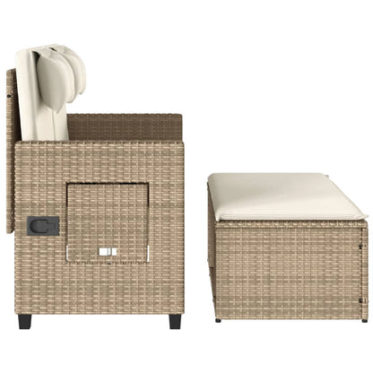 Trädgårdssoffa med dynor beige konstrotting