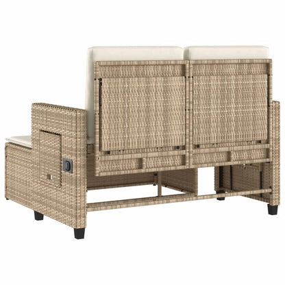 Trädgårdssoffa med dynor beige konstrotting