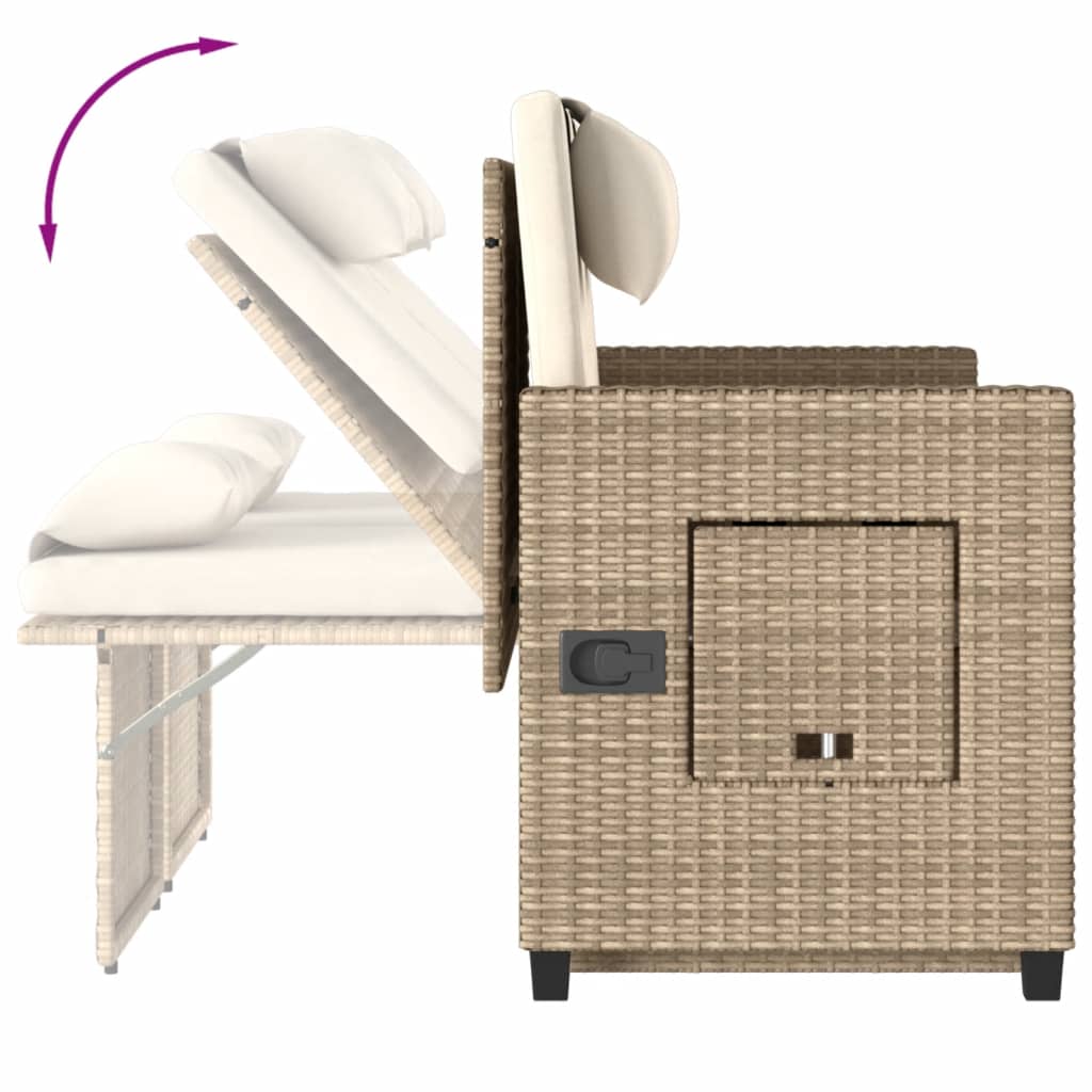 Trädgårdssoffa med dynor beige konstrotting