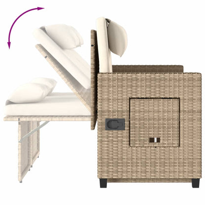 Trädgårdssoffa med dynor beige konstrotting