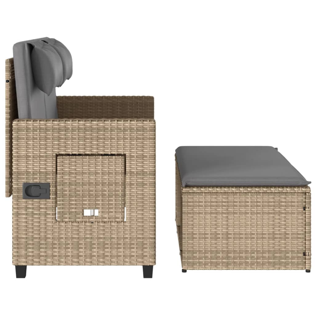 Trädgårdssoffa med dynor beige konstrotting