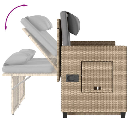 Trädgårdssoffa med dynor beige konstrotting