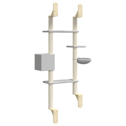 Kattmöbel Väggmonterat klösträd med klöspelare ljusGrå 180 cm